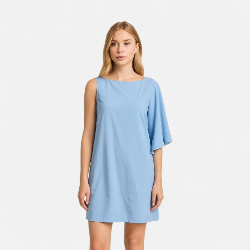 Marie Oliver Blue One Shoulder Silk Dress - XS